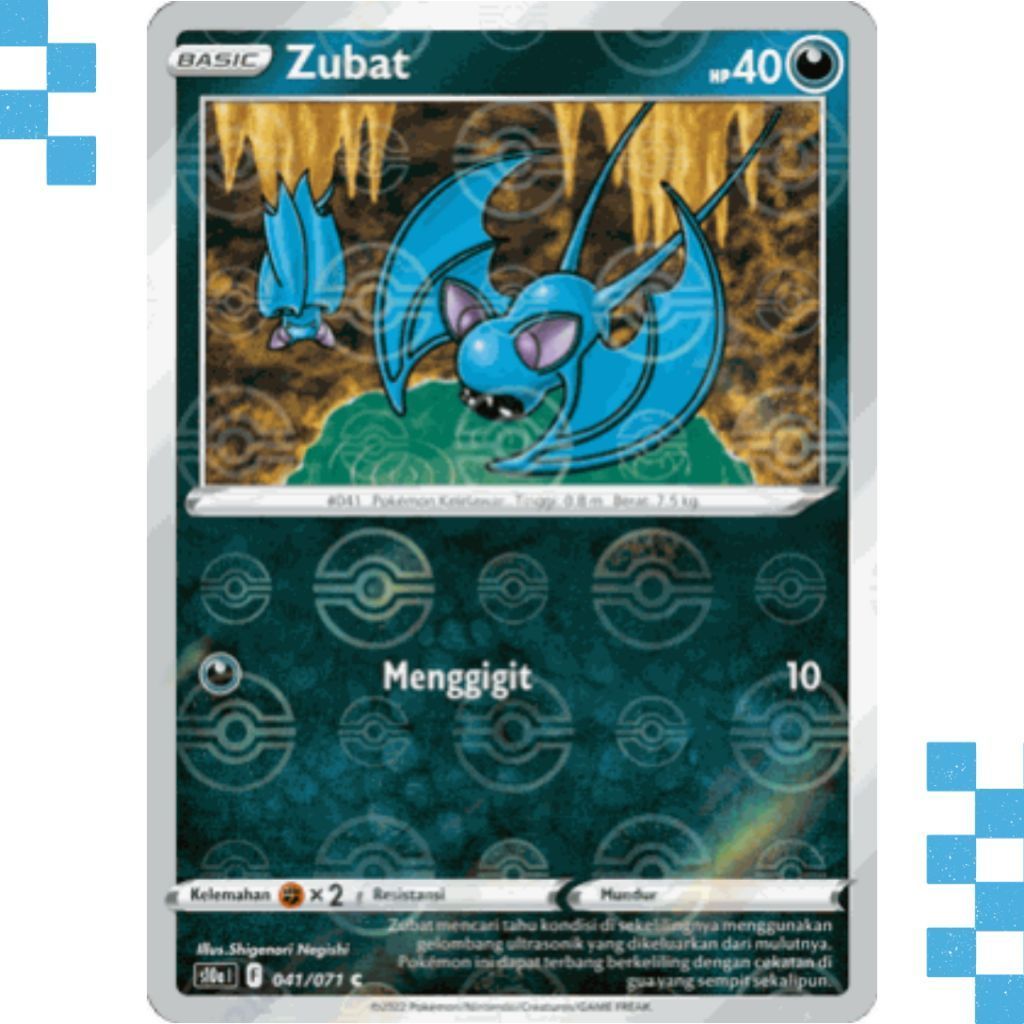 Kartu Pokemon Zubat 041/071 Reverse Holo Indonesia Fantom Kegelapan