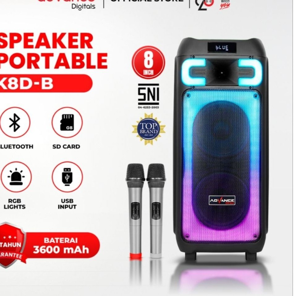 Speaker Advance K8D-B 8 Inch Bluetooth Portable