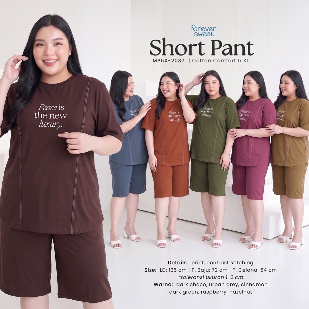 Forever Sweet Piyama Super Jumbo 5L Celana Pendek Baju Tidur Oneset Super Jumbo 5XL Piyama Forever S