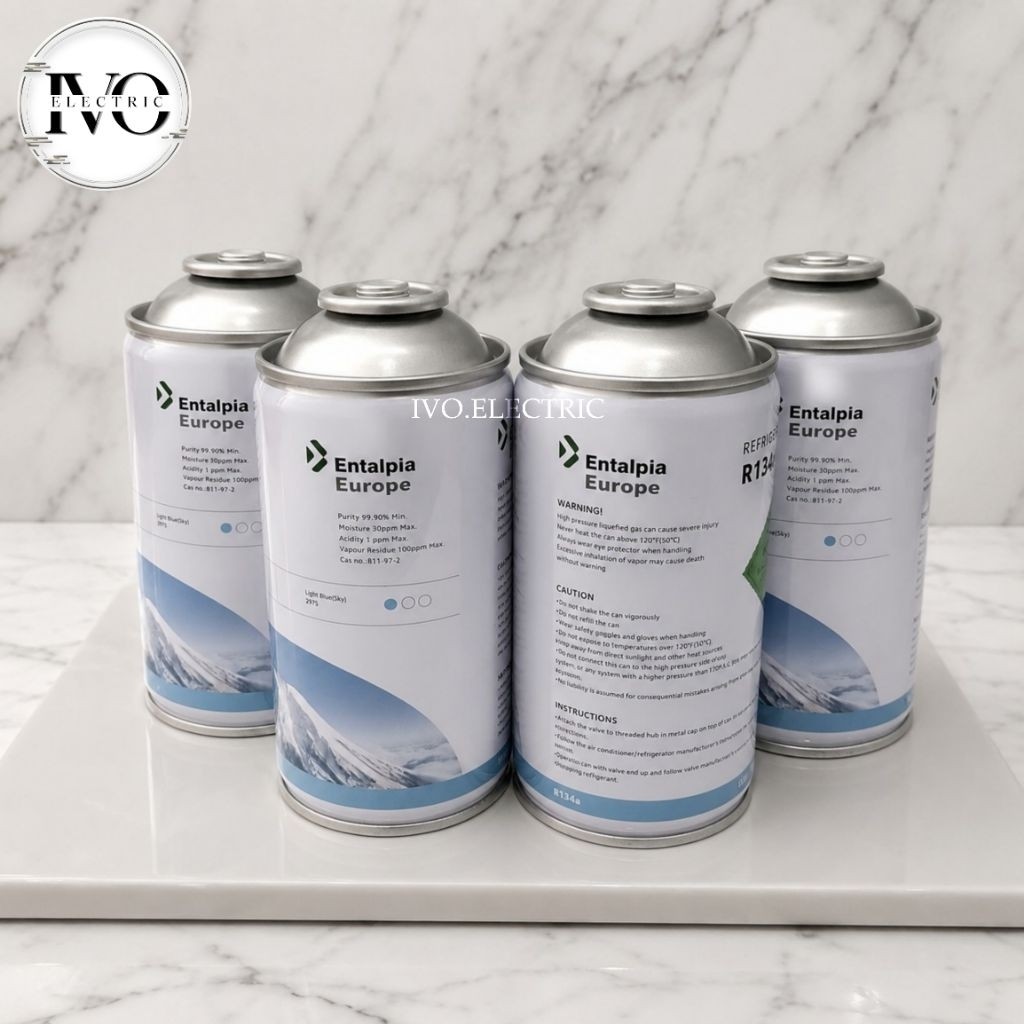 refrigerant entalpia europe R134a/R134/R 134 kaleng berat 390 gram. /kaleng