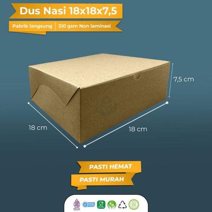 [50 Pcs] Dus Nasi 18X18 / Box Nasi 18X18 / Dus Nasi Kotak  Box 18X18 / B4K3