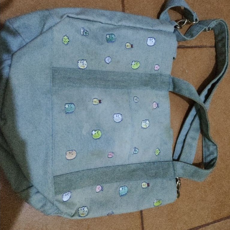 tas tote denim jeans bordir brand sumiko san-x