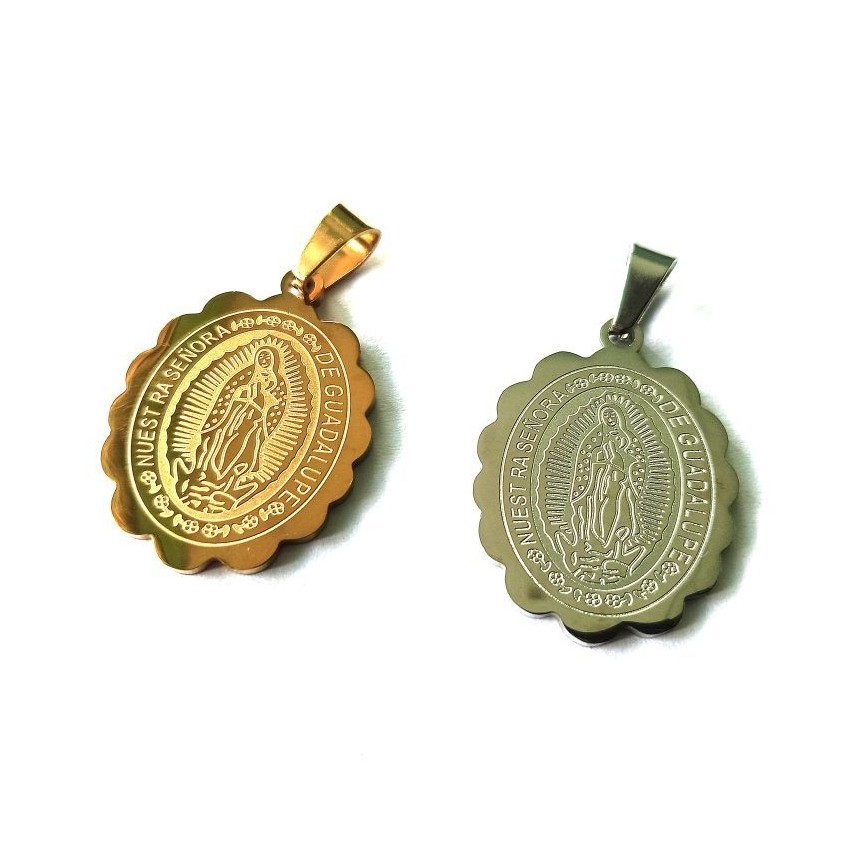 Liontin Kalung Bunda Maria Guadalupe Titanium Motif Bunga