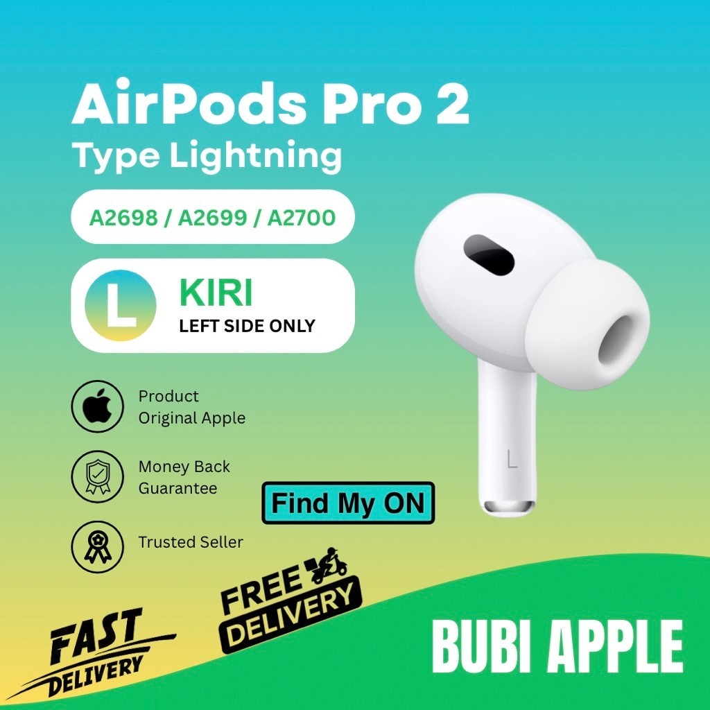 AirPods Pro gen 2 type Lightning sebelah kiri / left only earpiece cabutan original Apple