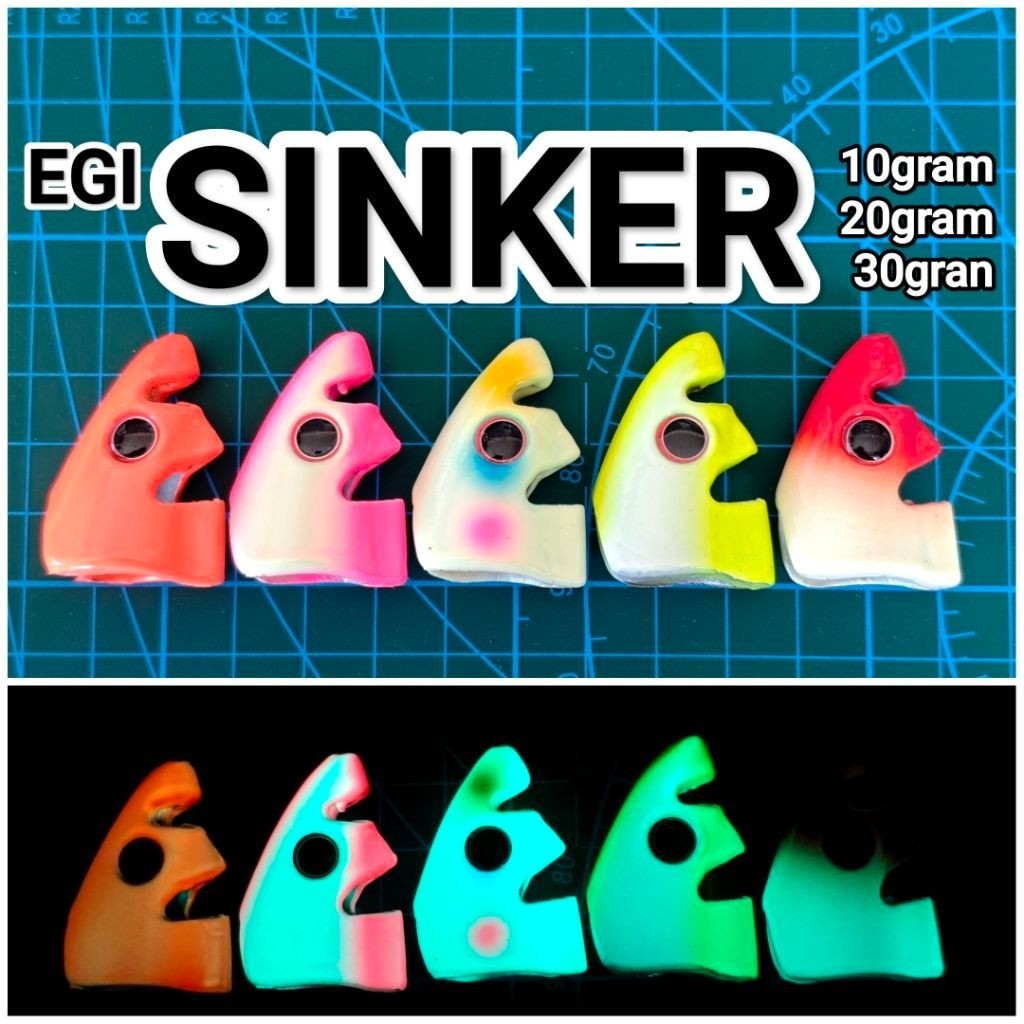 EGI SINKER timah pemberat egi / capela GLOW IN THE DARK
