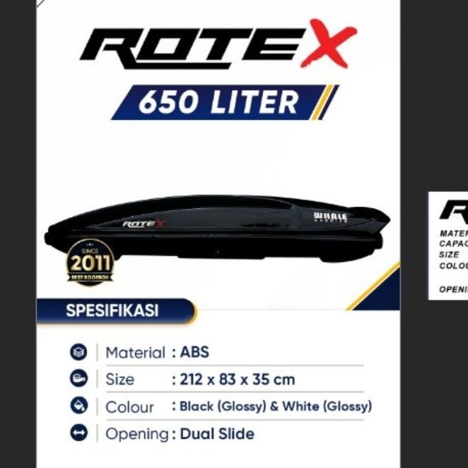 Paket Bundling Roofbox Whale Rote X 650 + Crossbar Flush - warranty 10thn