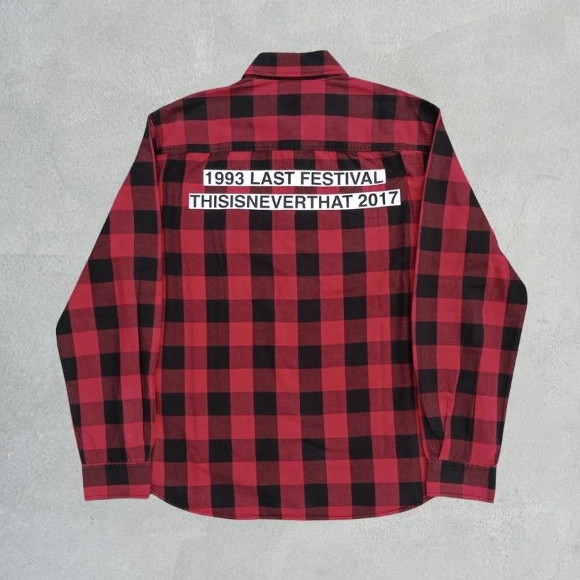 THISISNEVERTHAT RED AND BLACK BUFFALO PLAID FLANNEL SHIRT