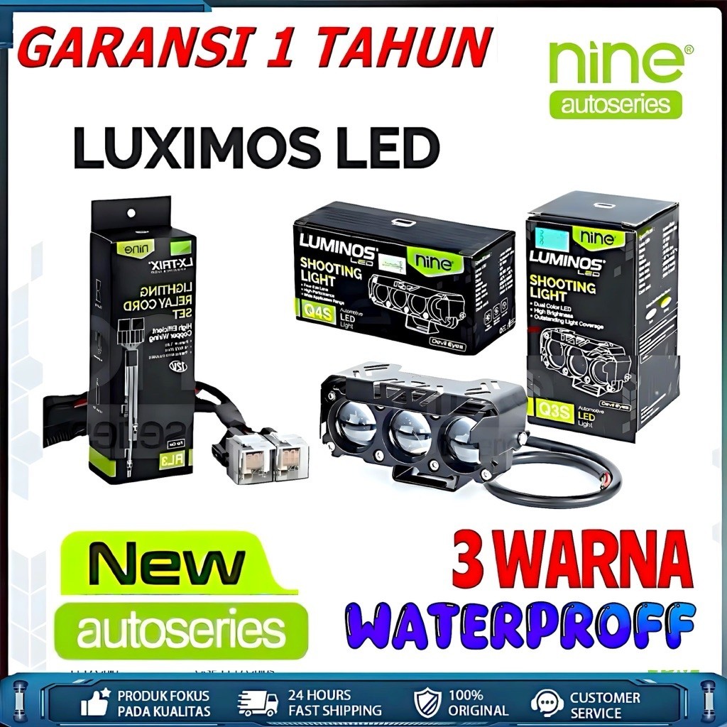 ORIGINAL Luminos SQL3mata Lampu Tembak Sorot Tembus Hujan Motor Mobil 3mata Putih Kuning