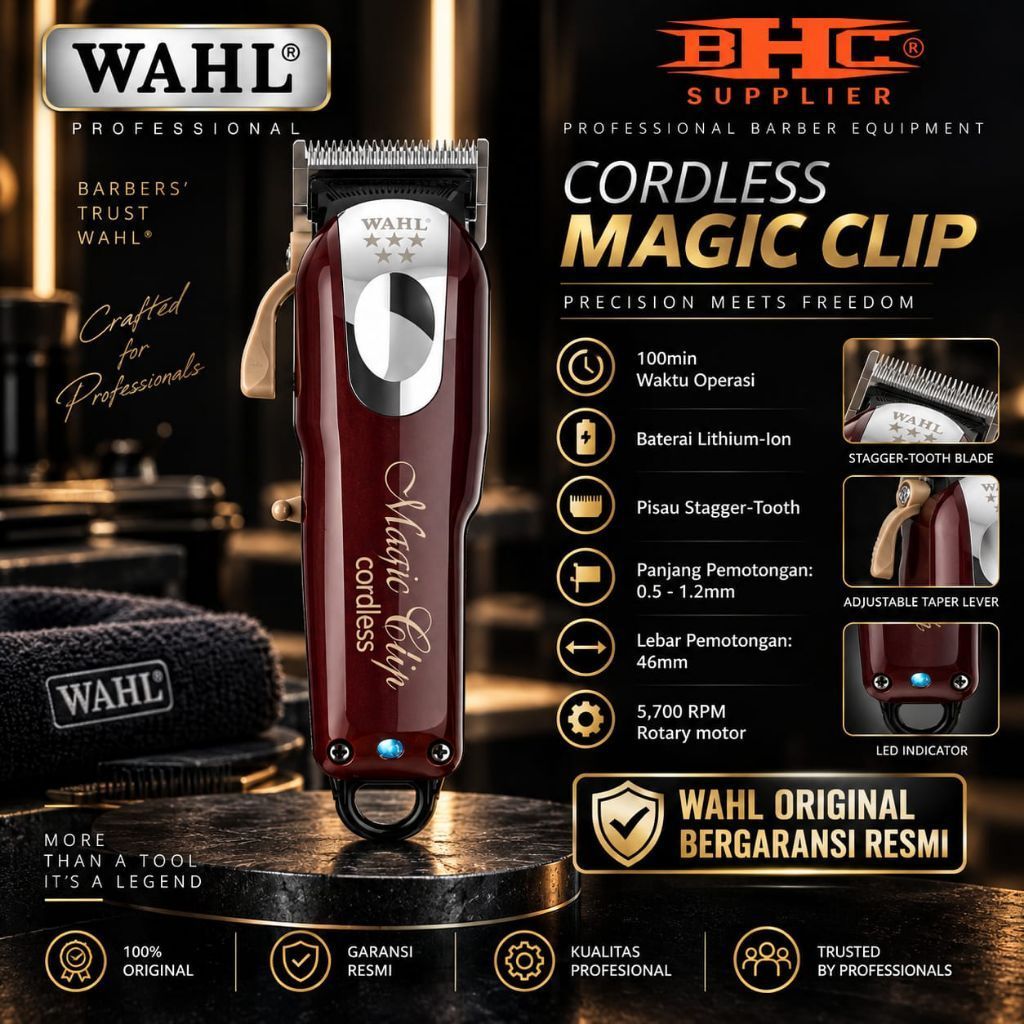 WAHL MEGICCLIP CORDLESS ori wahl made in HUNGARY clipper rambut carger cash ORIGINAL WAHL m