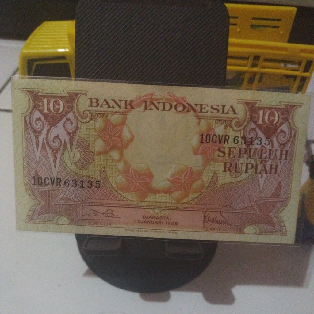Uang kertas Bank Indonesia 10 Rupiah 1 Januari 1959 seri 10CVR63135