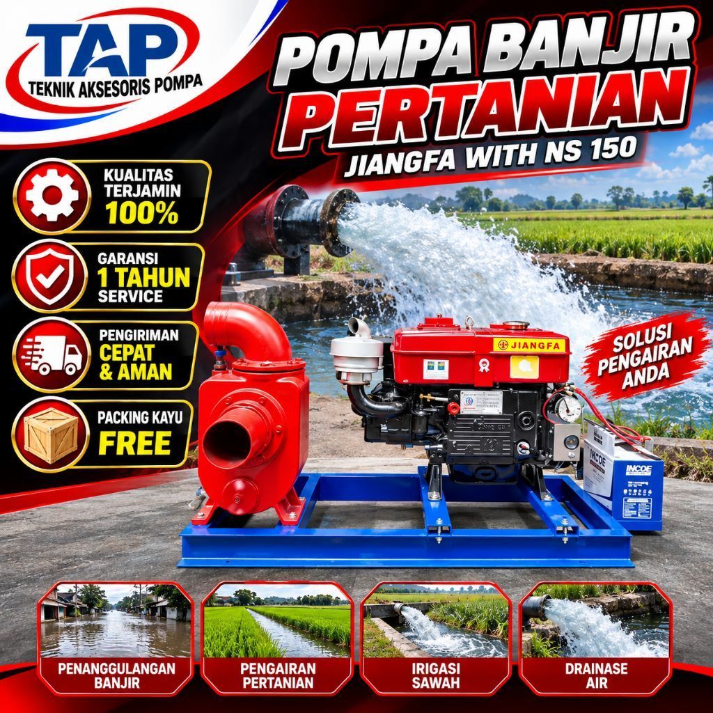 pompa banjir pertanian jiangfa stater pompa ns150 6"inch