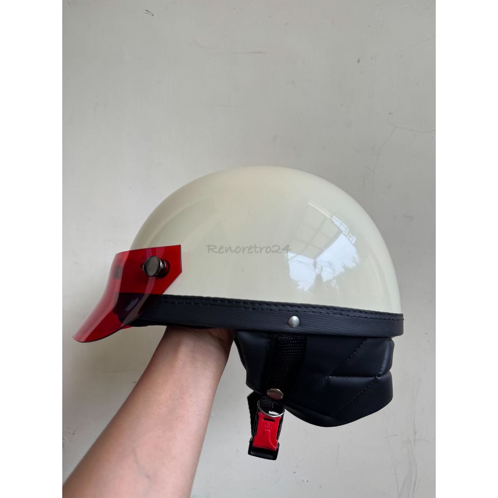 Helm chip polos cream - Helm Chip vintage custom classic renoretro