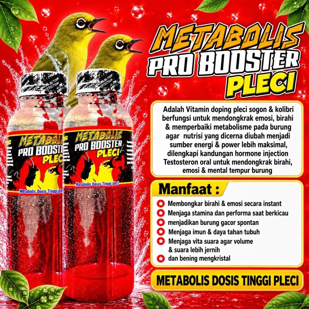 Pro Booster Pleci Juara Metabolis Dosis Tinggi pleci Vitamin Burung Pleci