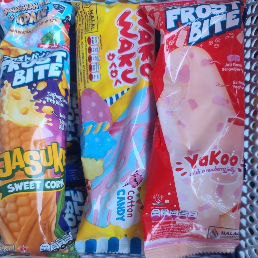 GLICO WINGS ICE CREAM FROST BITE JASUKE / FROST BITE YAKOO / WAKU COTTON CANDY