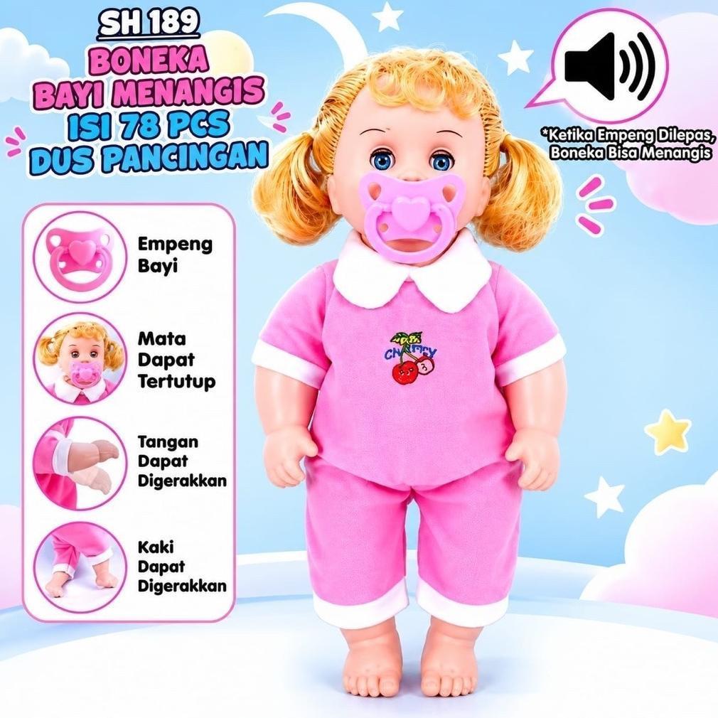 [YOLA] 1198 mainan boneka bayi bisa nangis / mainan boneka bisa berbunyi / mainan boneka cantik / ma