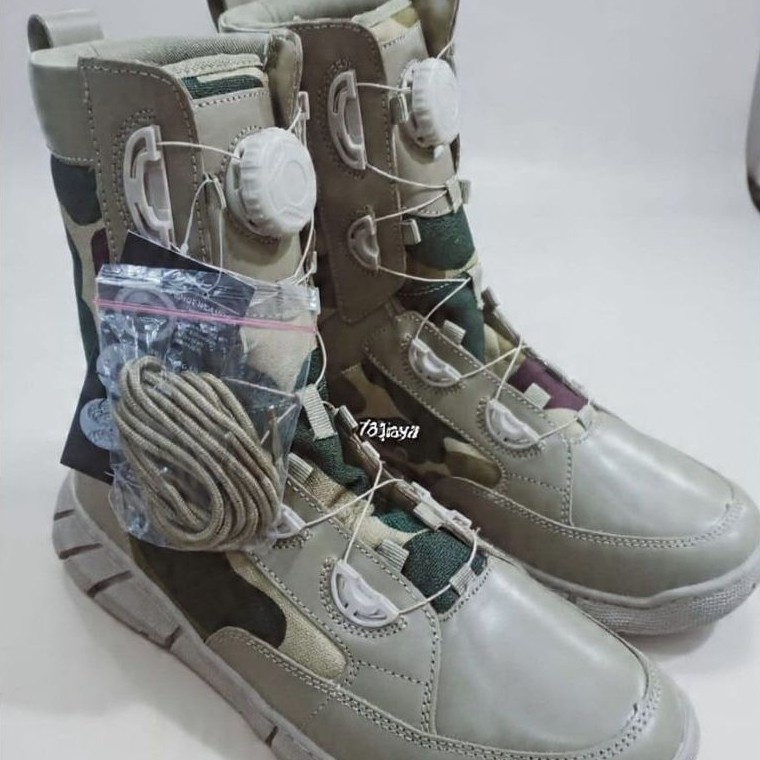 Sepatu PDL Tactical Loreng KKO Marinir Tali Putar Pria - Sepatu Tactical Swatt Ready Size 41-45