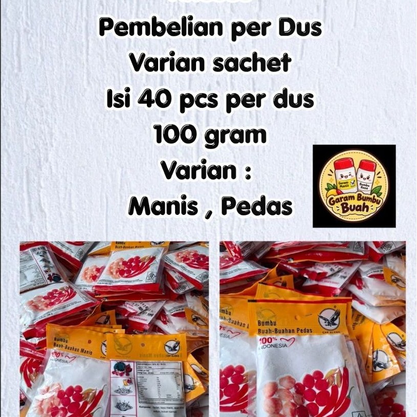 KHUSUS 1 DUS @40PCS GARAM BUMBU BUAH CAP ELANG VARIAN MANIS DAN PEDAS 100 GRAM
