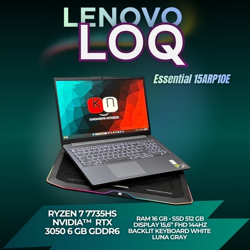 Lenovo LOQ Essential 15ARP10E RYZEN 7 7735HS NVIDIA RTX3060 6GB 16GB 1TB Layar 15” 144hz