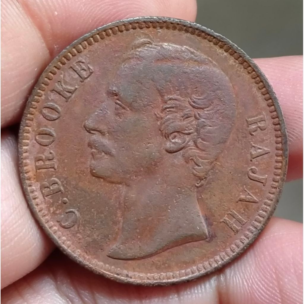 Koin Kuno Sarawak 1 Cent 1886 Rajah Brooke Koleksi Numismatik langka