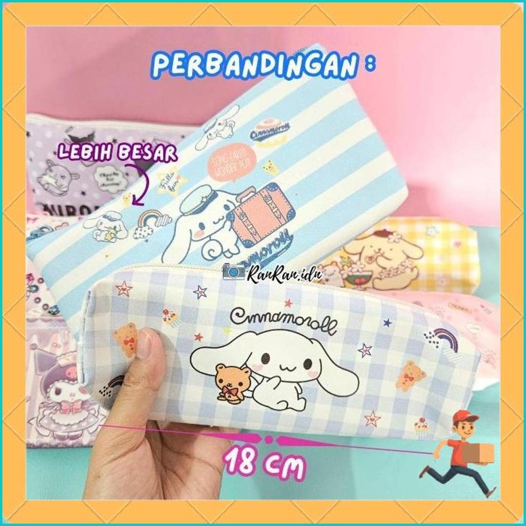 Kotak Pensil Plushy Sanrio Tangan Kuromi Pom Purin Cinnamoroll My Melody Tempat Pensil 6.6