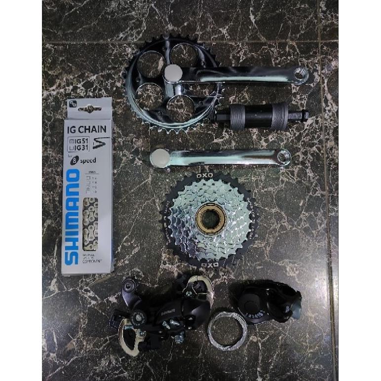 broniagaid groupset shimano 6 7 8 9 speed altus m370 alivio m4000 ulir drat freewheel kalcer with cr