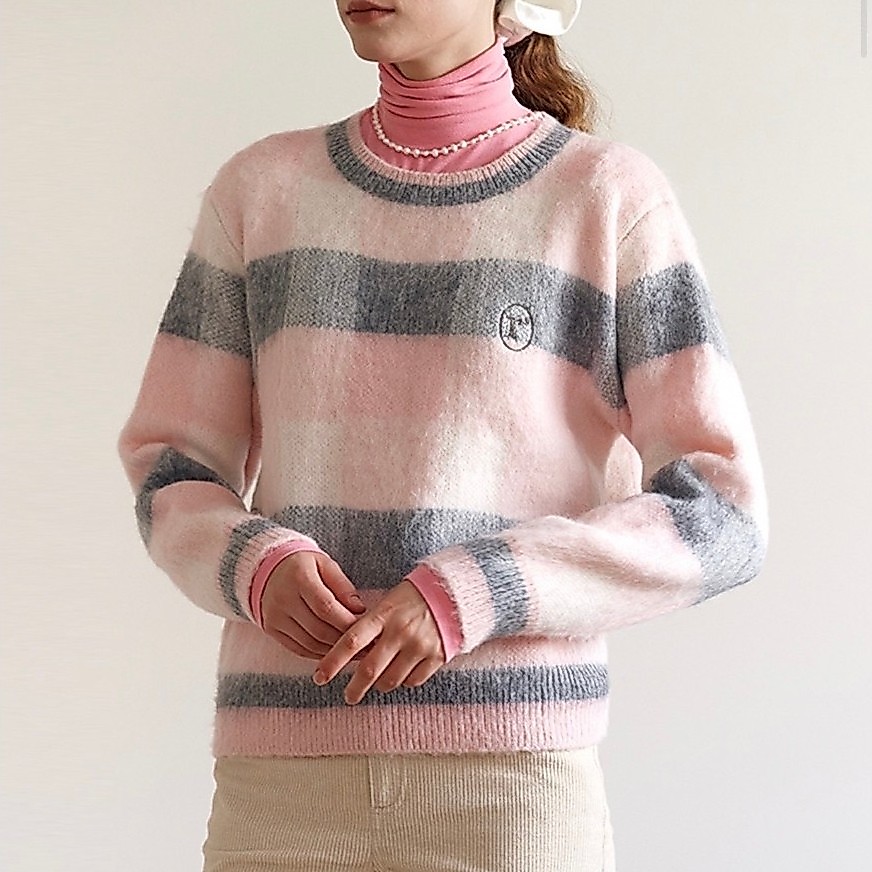 (READY) Rola-Rola Check Knit Pink
