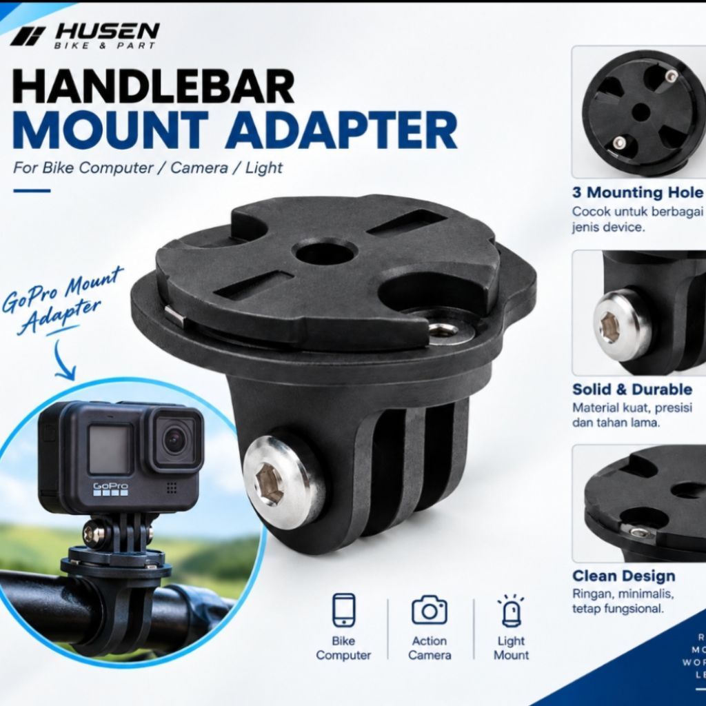 GoPro Mount Adapter Compatible For Barfly Dudukan Kamera GoPro Action Cam Garmin QR Bike Computer Li