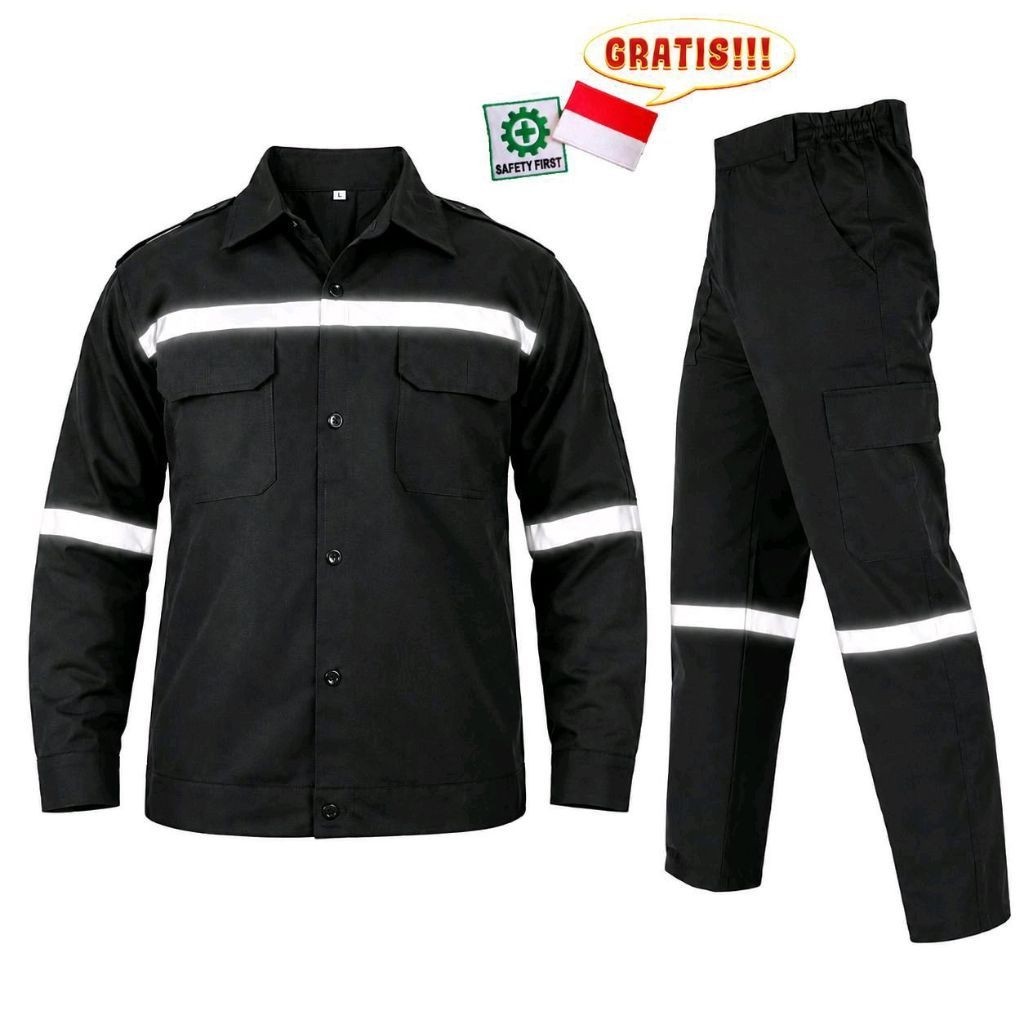 (COD DARI BANDUNG) Wearpack Safety Setelan 1Set Seragam Kerja dengan Reflektif