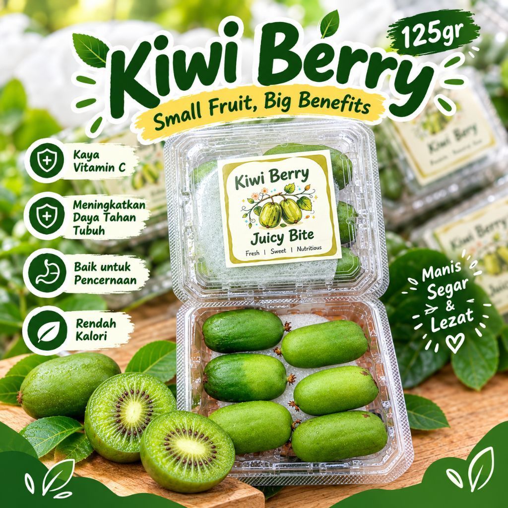 Kiwi Berry Premium 125gr – Buah Segar Manis, Fresh & Lezat | Juicy Bite