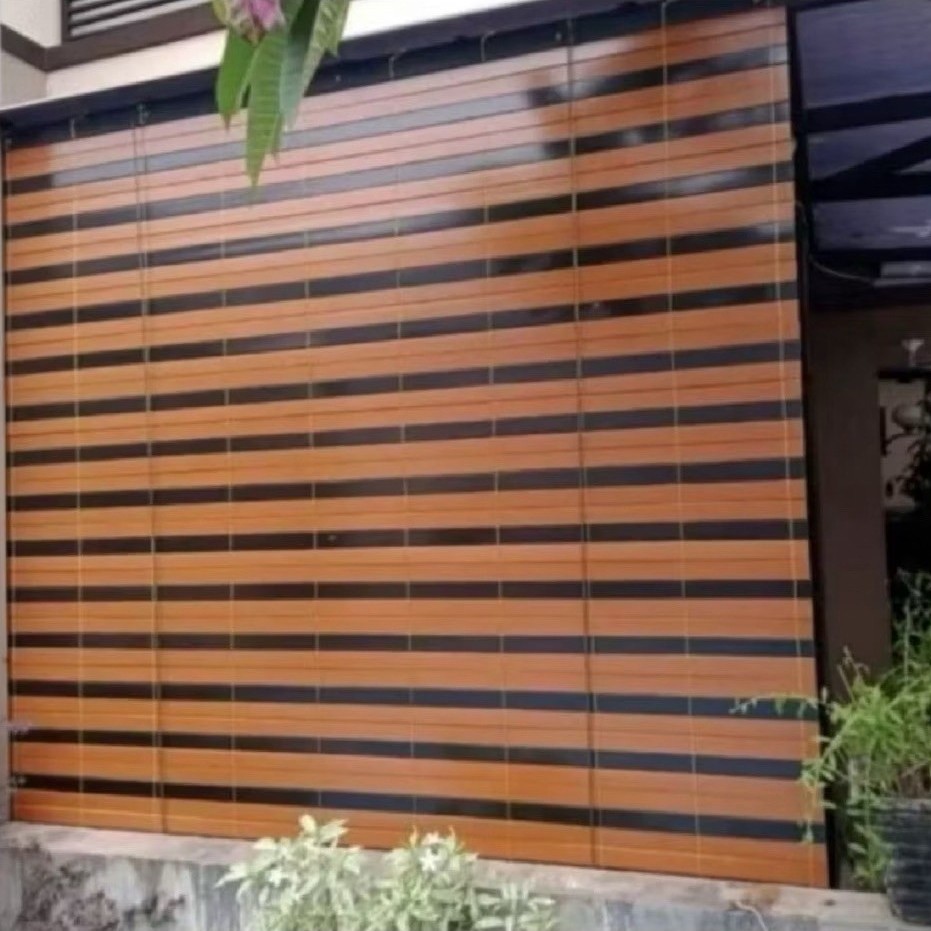 kerey kerai tirai gulung outdoor panjang 2-2,5 meter ke samping lengkap dengan katrol dan tali pengg