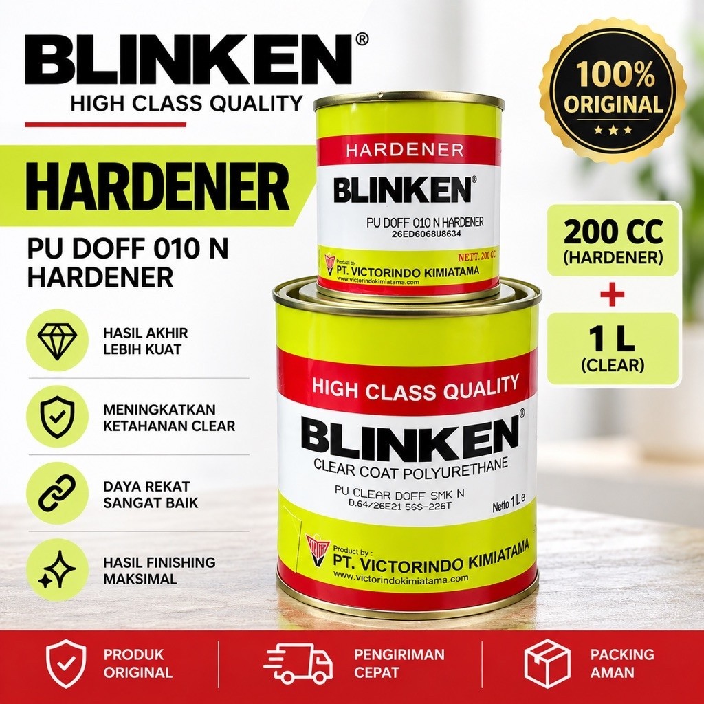 BLINKEN Clear Coat Polyurethane PU DOFF + Hardener 200cc | Cat Clear PU Doff Blinken