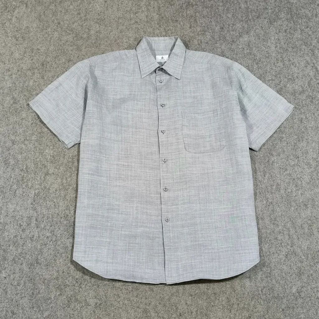 kemeja abu polos pria lengan pendek LANVIN size XXL second