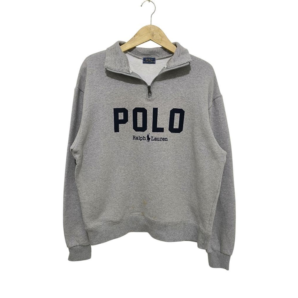 Sweater Half zipper Quarter Zip by Polo Ralph Lauren Grey XL