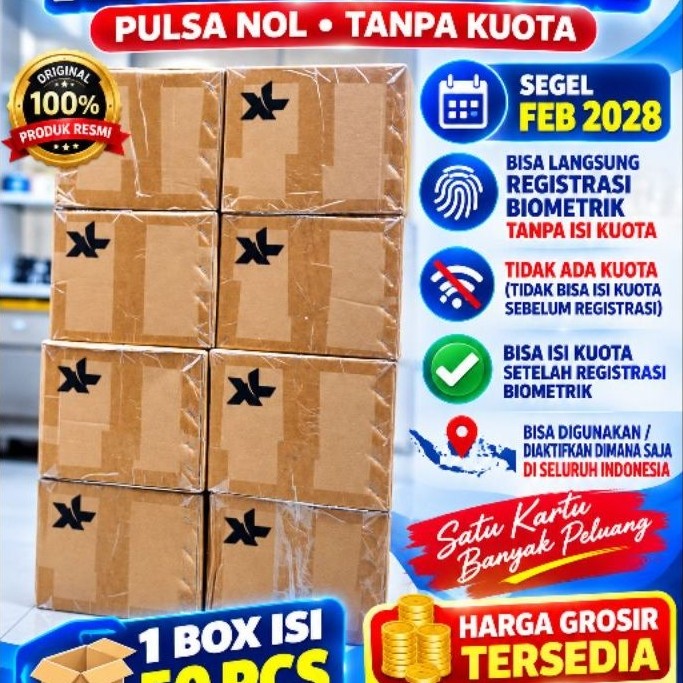 kartu perdana sp xl 0k pulsa nol segel 2028 bisa langsung registrasi tanpa isi kuota isi 1box 50pcs
