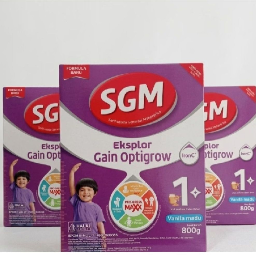 SGM Eksplor Gain Optigrow 1+ Rasa Vanilla 800gr (SGM Ungu) / SGM Gain Optigrow 1+