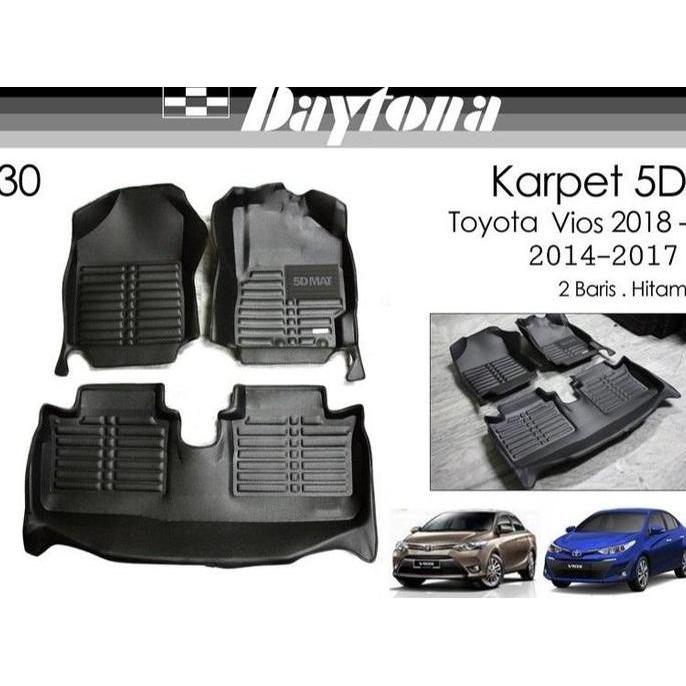 DAYTONA Karpet Mobil 5D Toyota Vios 2014-2022 Premium EVA Tebal Waterproof Hitam