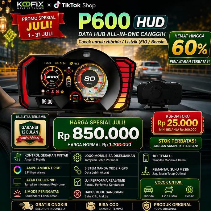 P600 Head Up Display HUD Upgrade dari P6 PRO+ | OBD2+GPS Scanner Mobil Universal | Hapus Kode Error,
