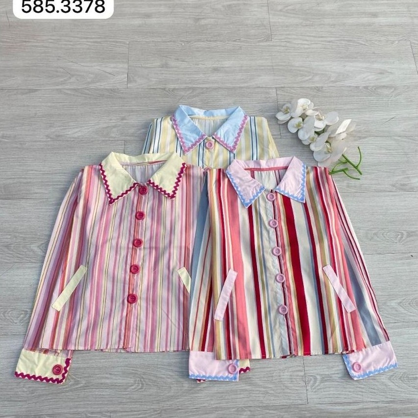 eunjin blouse kemeja stripe || atasan wanita
