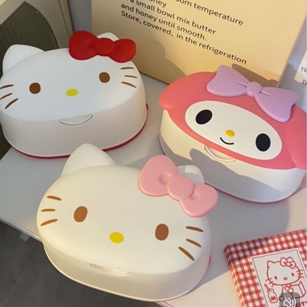 ORIGINAL Tempat Tisu Basah Hello Kitty Cover Tissue Desk My Melody Cute Wet Wipe Case Holder Dispens