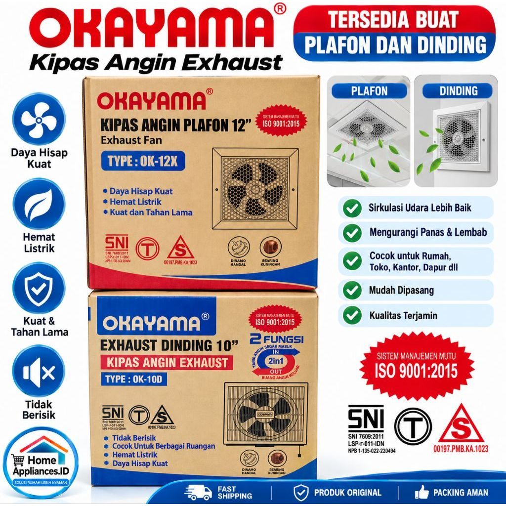 Kipas Angin Exhaust okayama dinding dan plafon / Hexos Okayama Plafon dan Dinding