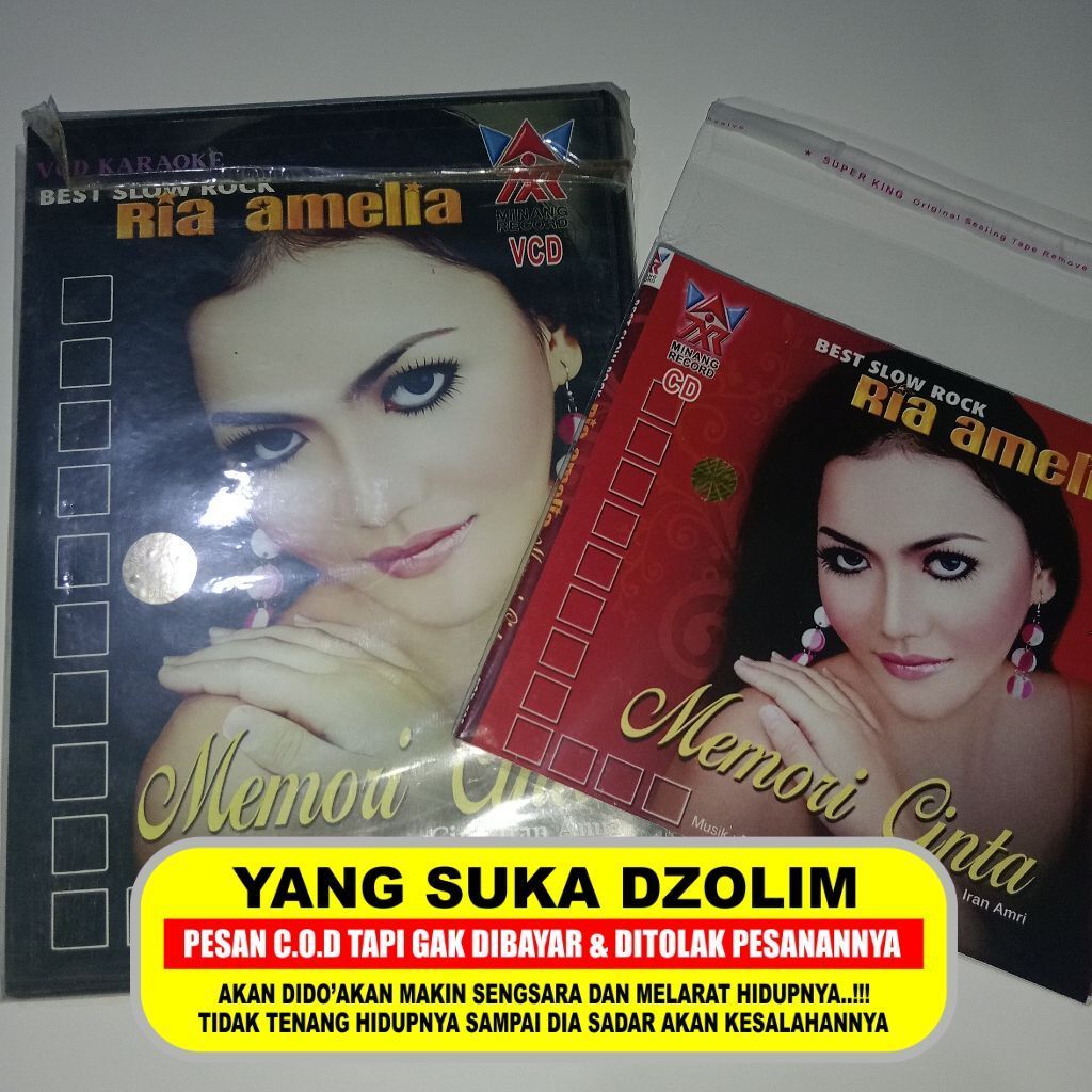 CD + VCD Karaoke Ria Amelia Album Memori Cinta Best Slow Rock (Sepaket Dapat 2 - VCD Karaoke & CD St