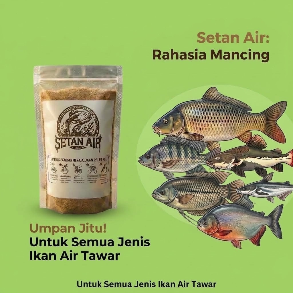 Umpan Ikan Pelet Cap Setan Air - Umpan Pancing Ikan Jitu 100 Gram untuk Pemancing Profesional dan Pe