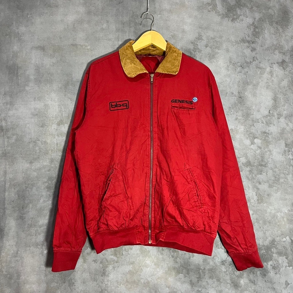 Work Jacket Boxy Fit Red Semi Suede Bordir preloved