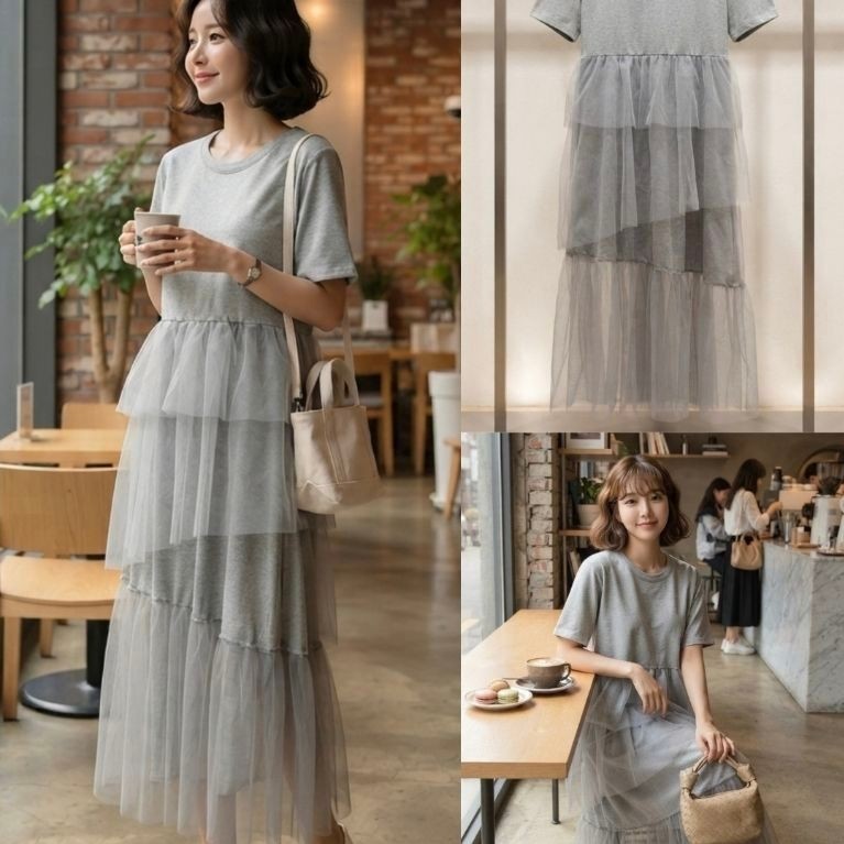 KAOS DRESS TILE ASIMETRIS ABU