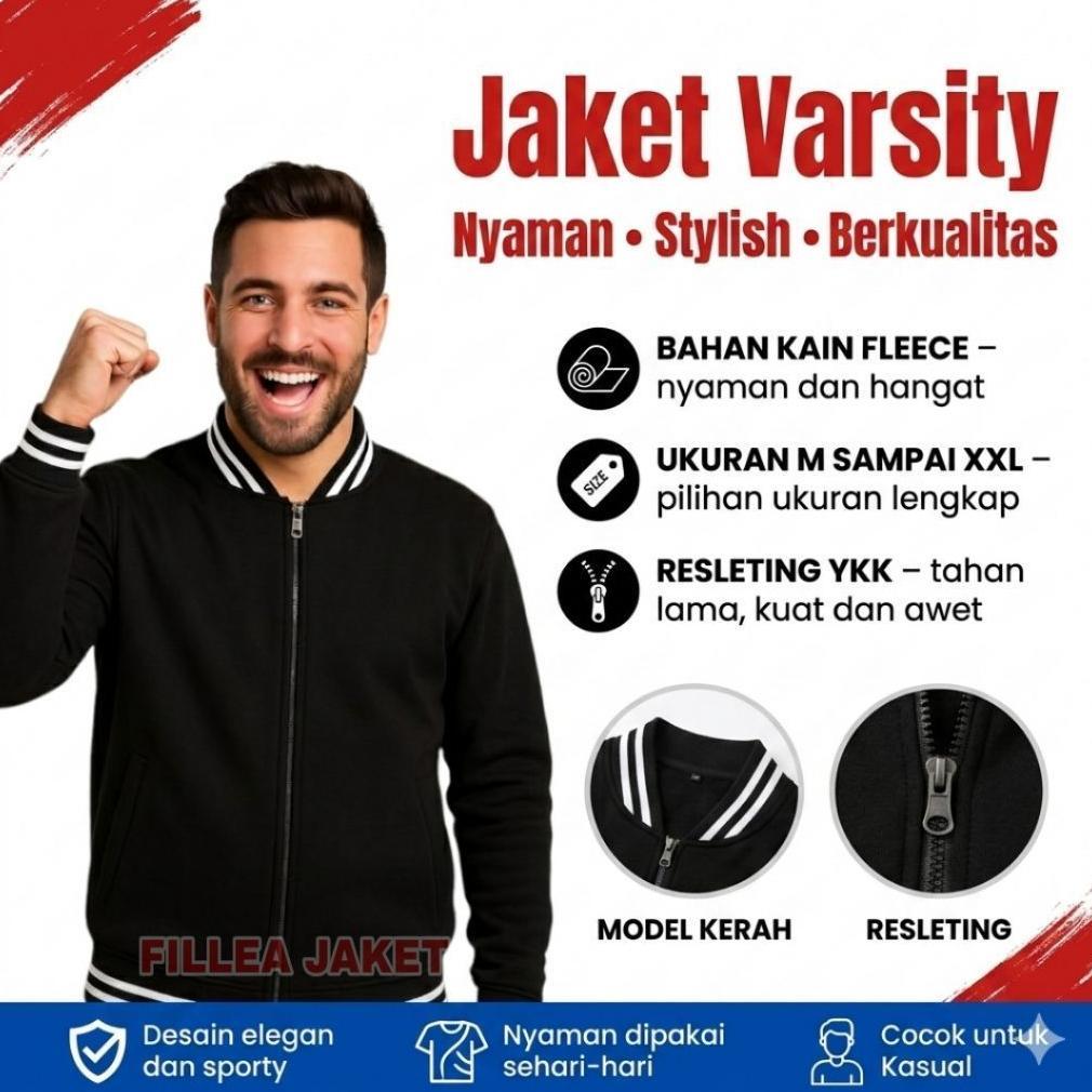 Best Seller Jacket Varsity Baseball Resleting Polosan Casual M-Xxl | Jacket Varsity Baseball Zipper 