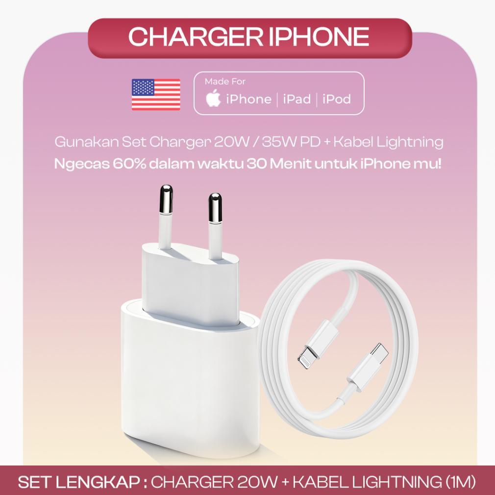 NEW PORODUK CHARGER 20W 35W KABEL LIGHTNING FAST CHARGING ORIGINAL UNTUK IPHONE 8 9 10 11 12 13 14 I