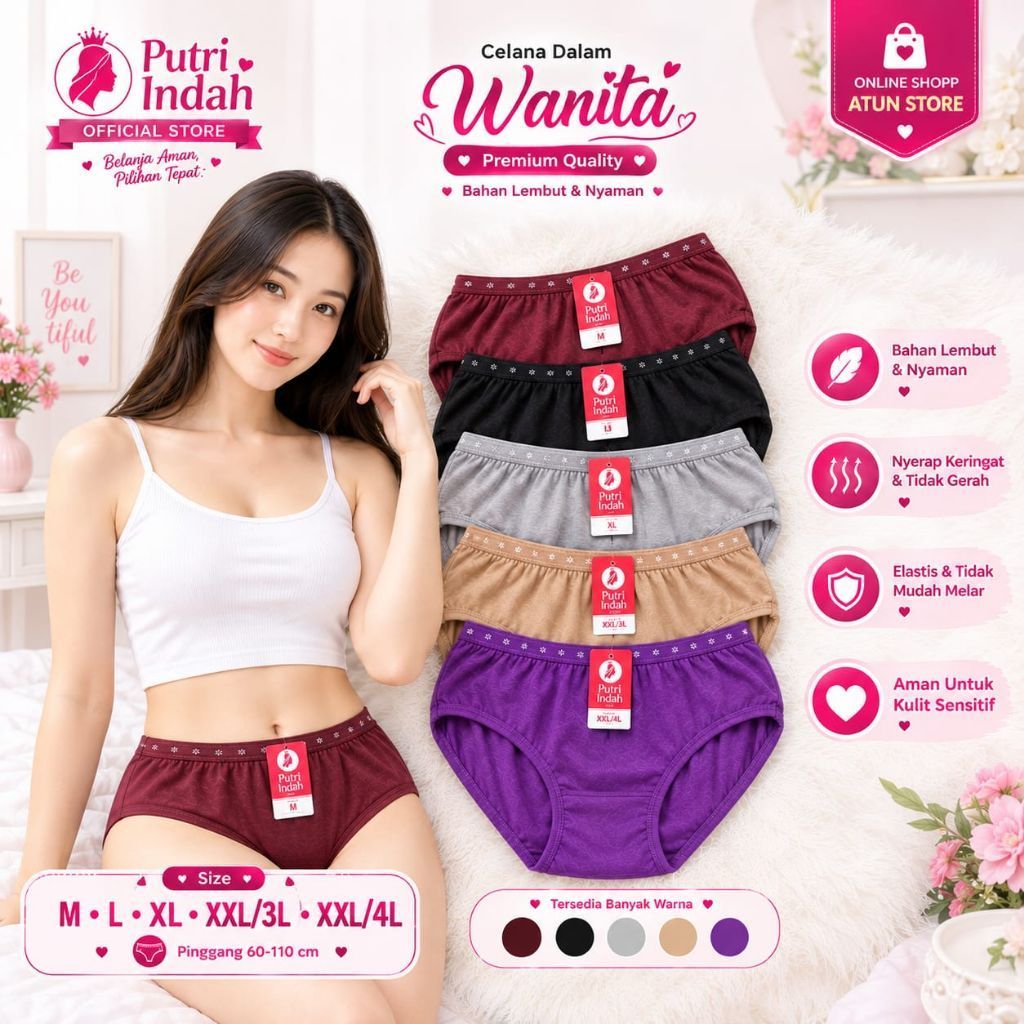 (COD) Promo 12 PCS Celana Dalem Wanita Katun Import / Celana Dalam Wanita Murah / Celana Dalam Wanit
