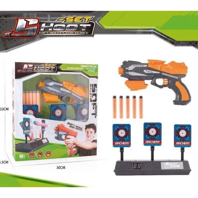 Bangpredi89 - Mainan Anak Pistol Nerf Soft Bullet Gun & Papan Target Otomatis 999-3