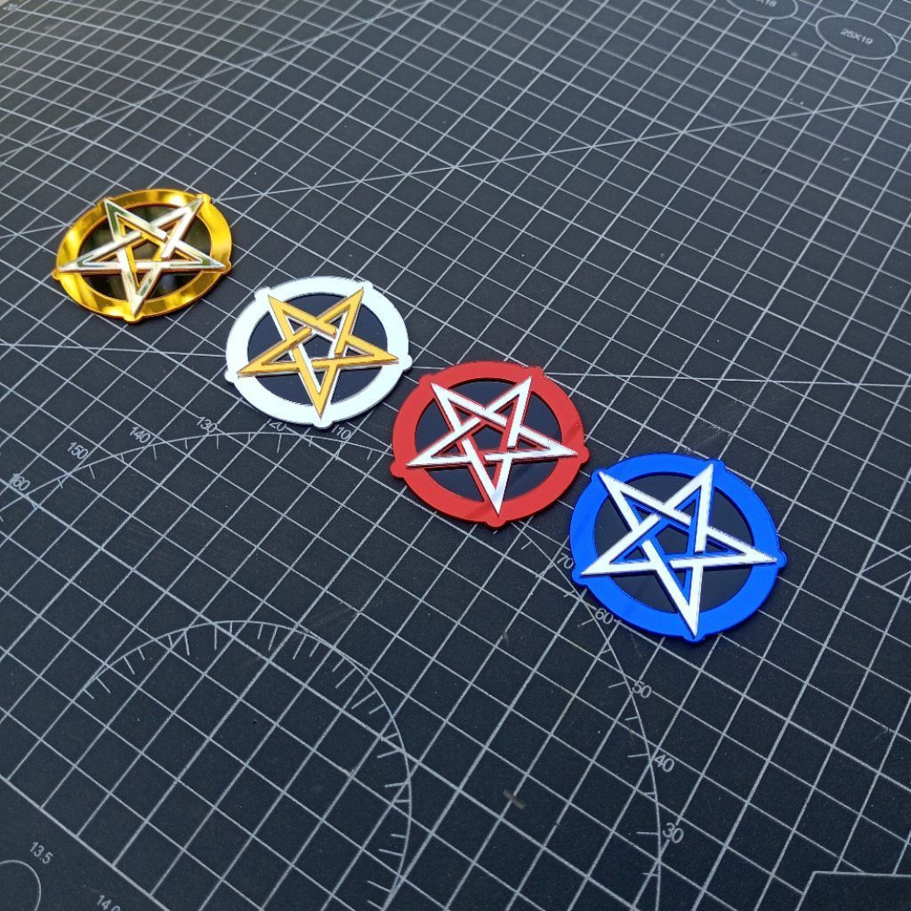 Emblem Akrilik Bintang Star Silver Gold Blu Red