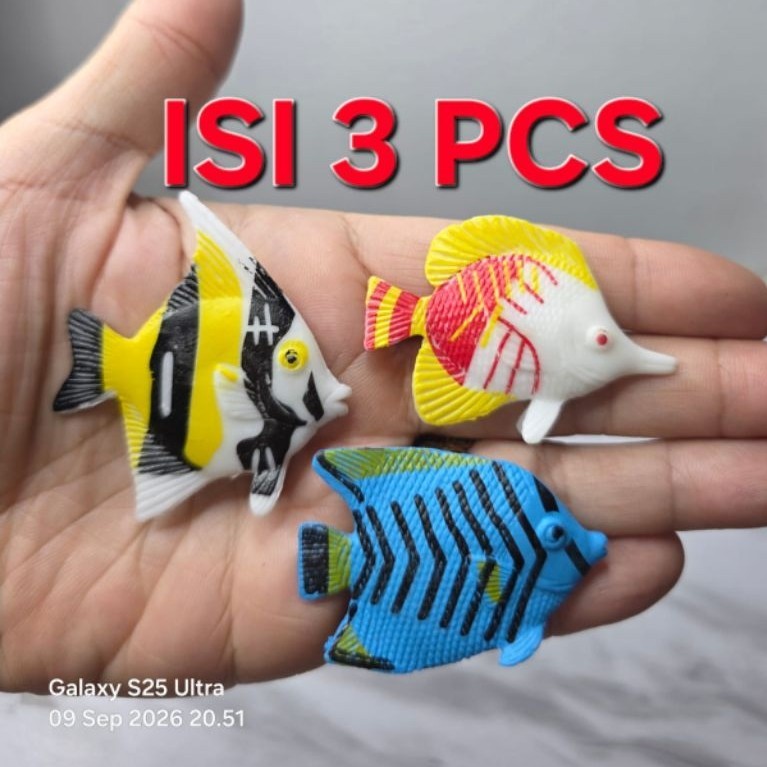 mainan hewan karet ikan laut warna isi 3pcs